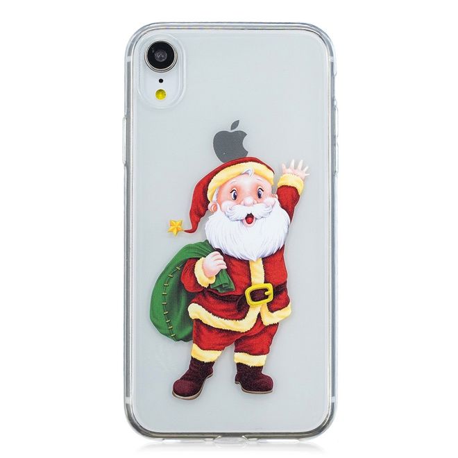 iPhone XR Case - Flexible Soft Case - Christmas Pattern - Waving Santa