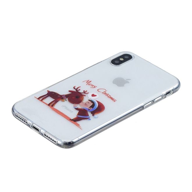 iPhone XS Max Hülle - Flexibles Softcase - Weihnachtsmuster - Rentier und kleiner Junge