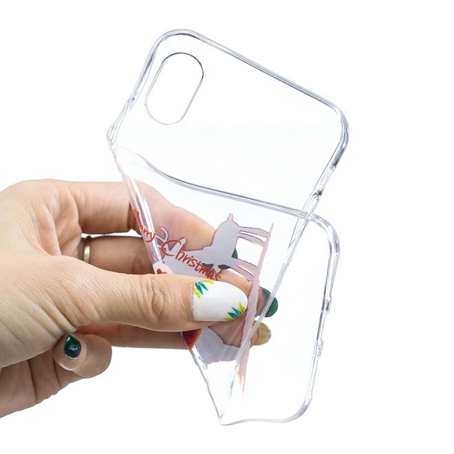iPhone XS Max Hülle - Flexibles Softcase - Weihnachtsmuster - Rentier und kleiner Junge