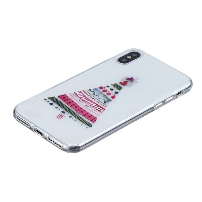iPhone XS Max Hülle - Flexibles Softcase - Weihnachtsmuster - farbiger Tannenbaum