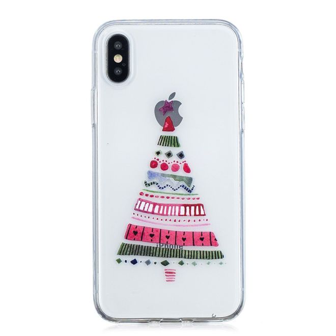 iPhone XS Max Hülle - Flexibles Softcase - Weihnachtsmuster - farbiger Tannenbaum