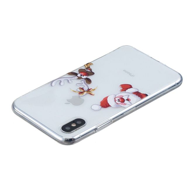 iPhone XS Max Hülle - Flexibles Softcase - Weihnachtsmuster - Santa und Rentier