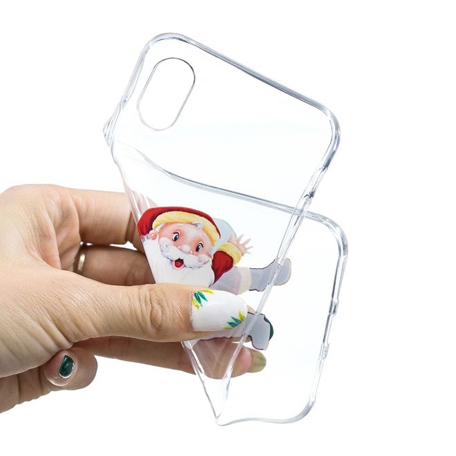 iPhone XS Max Hülle - Flexibles Softcase - Weihnachtsmuster - winkender Santa