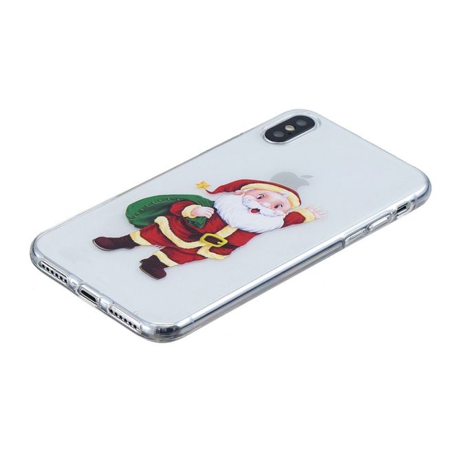 iPhone XS / X Hülle - Flexibles Softcase - Weihnachtsmuster - winkender Santa