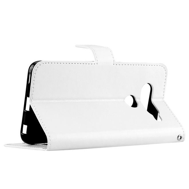 Étui pour LG V40 ThinQ - Série Crazy Horse III en cuir - Blanc