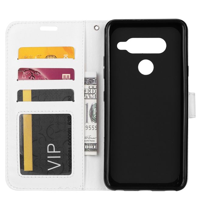 Étui pour LG V40 ThinQ - Série Crazy Horse III en cuir - Blanc