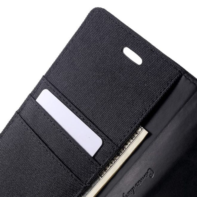 Goospery - Samsung Galaxy A9 (2018) Handyhülle - Bookcover - Canvas Diary Series - schwarz