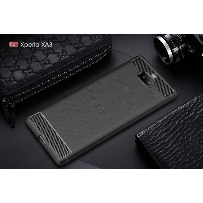 Sony Xperia 10 Handyhülle - Carbon Fiber TPU Softcase Series - schwarz