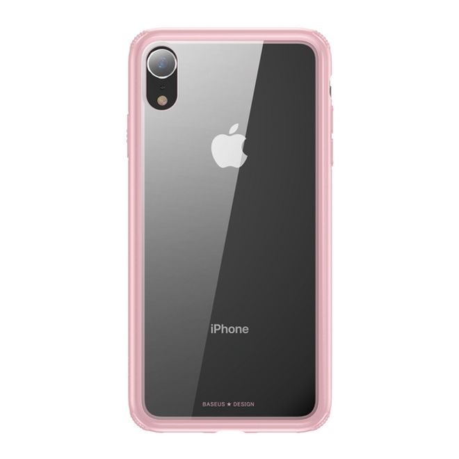 Baseus - iPhone XR Hülle - mit transparenter Glas Rückseite - See-Through Series - pink