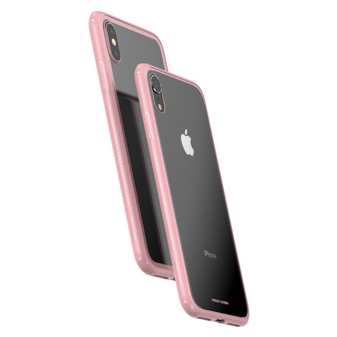 Baseus - iPhone XR Hülle - mit transparenter Glas Rückseite - See-Through Series - pink