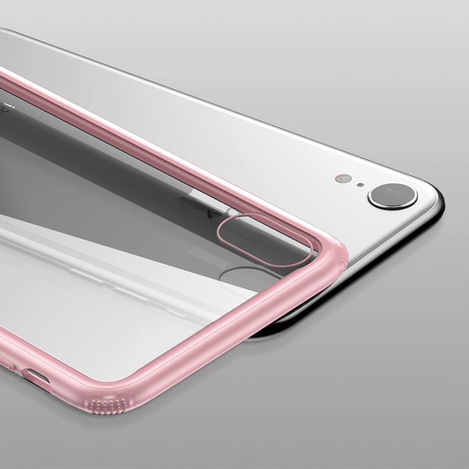 Baseus - iPhone XR Hülle - mit transparenter Glas Rückseite - See-Through Series - pink