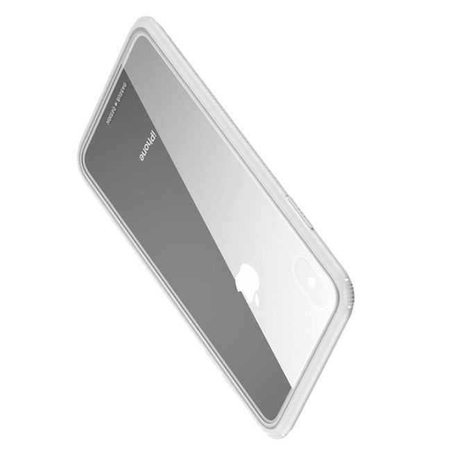 Baseus - iPhone XS Max Hülle - mit transparenter Glas Rückseite - See-Through Series - weiss