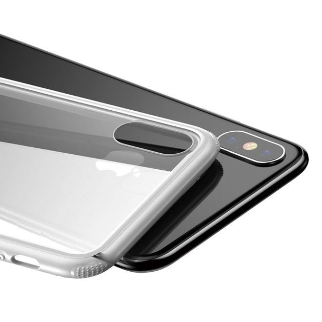 Baseus - iPhone XS Max Hülle - mit transparenter Glas Rückseite - See-Through Series - weiss