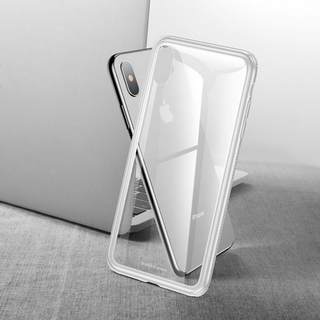 Baseus - iPhone XS Max Hülle - mit transparenter Glas Rückseite - See-Through Series - weiss