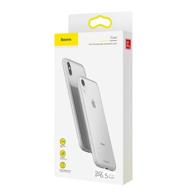 Baseus - iPhone XS Max Hülle - mit transparenter Glas Rückseite - See-Through Series - weiss