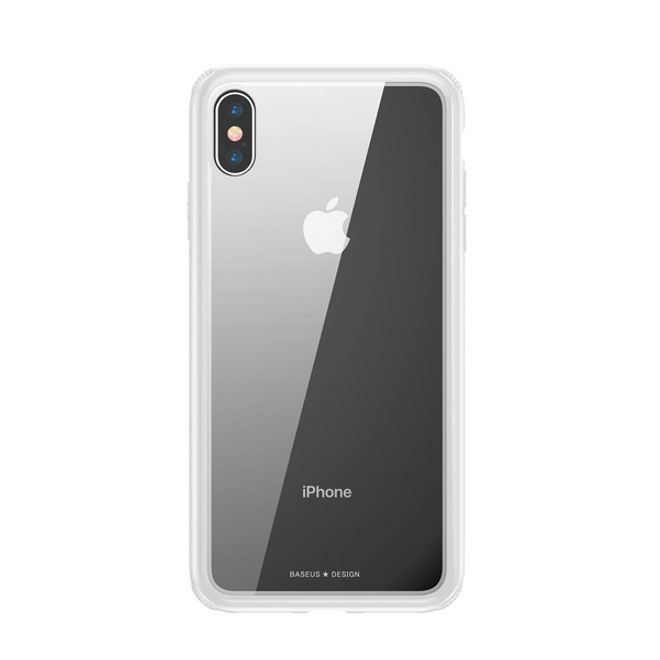 Baseus - iPhone XS Max Hülle - mit transparenter Glas Rückseite - See-Through Series - weiss