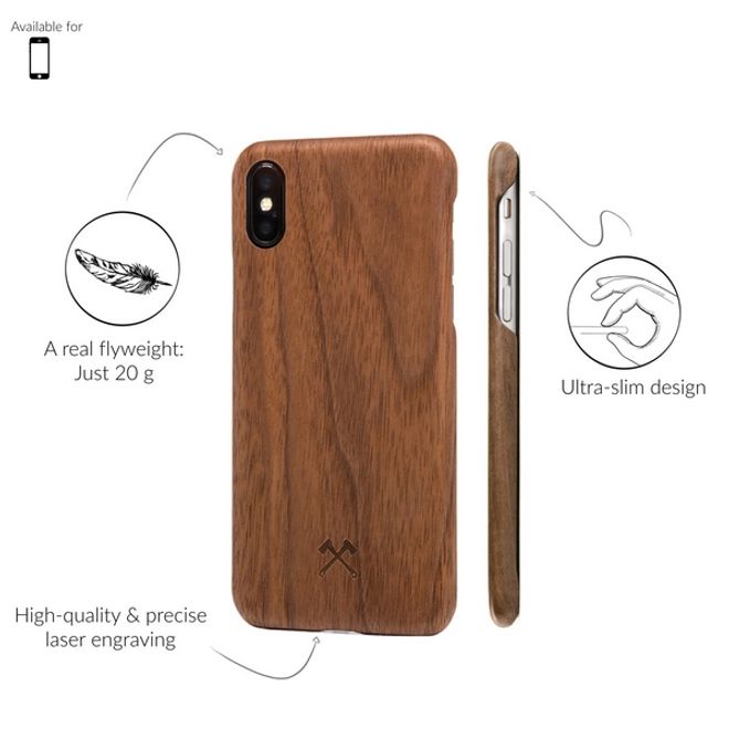 WOODCESSORIES - iPhone XS Max Hülle - Echtholz Slim Series - Walnuss