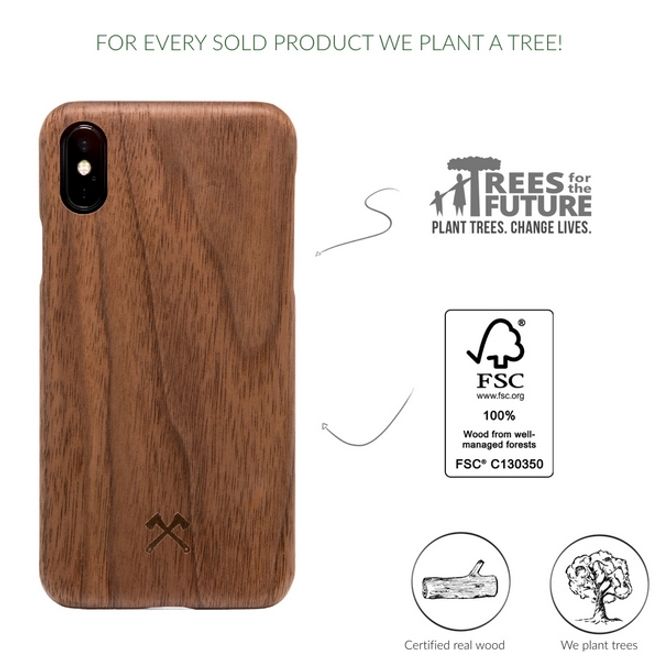 WOODCESSORIES - iPhone XS Max Hülle - Echtholz Slim Series - Walnuss