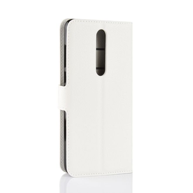 Nokia 3.1 Plus Handy Hülle - Litchi Leder Bookcover Series - weiss