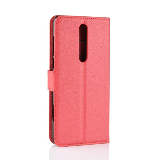 Nokia 3.1 Plus Handy Hülle - Litchi Leder Bookcover Series - rot