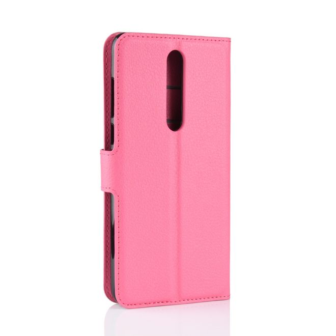 Nokia 3.1 Plus Handy Hülle - Litchi Leder Bookcover Series - rosa