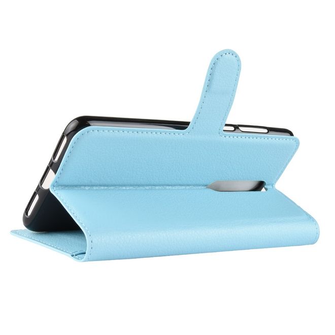 Nokia 3.1 Plus Handy Hülle - Litchi Leder Bookcover Series - hellblau