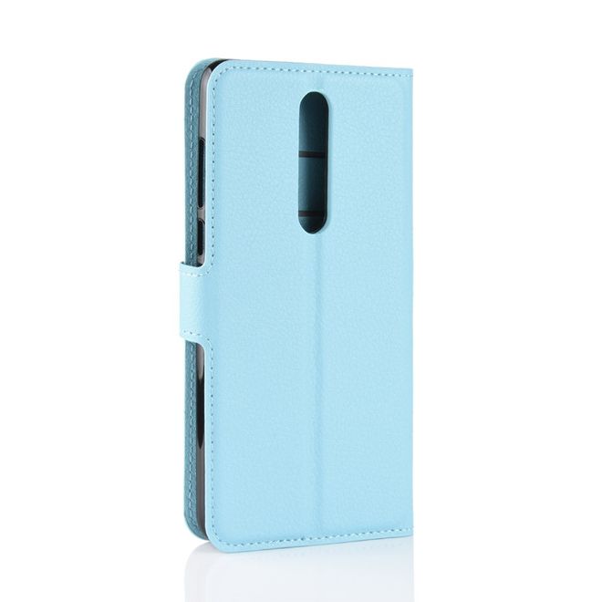 Nokia 3.1 Plus Handy Hülle - Litchi Leder Bookcover Series - hellblau