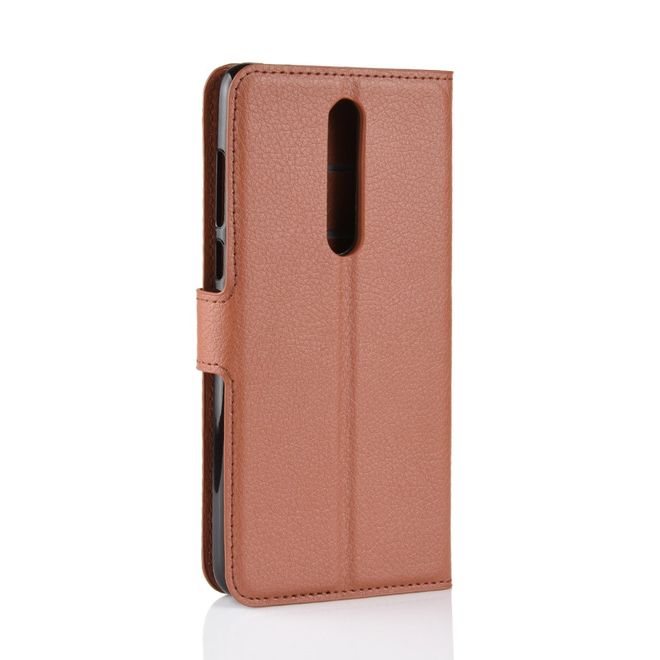 Nokia 3.1 Plus Handy Hülle - Litchi Leder Bookcover Series - braun