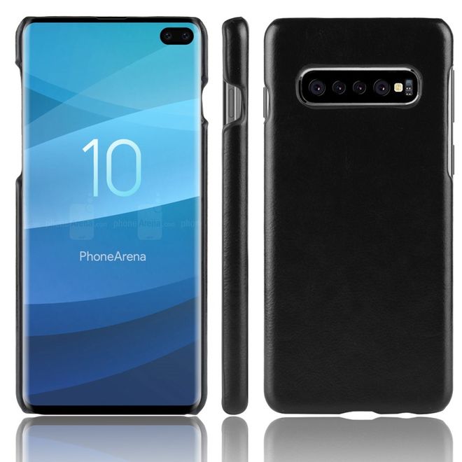 Samsung Galaxy S10 Plus Hülle - Hardcase mit Litchitextur - schwarz