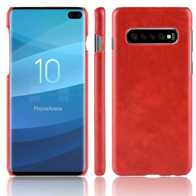 Samsung Galaxy S10 Plus Hülle - Hardcase mit Litchitextur - rot