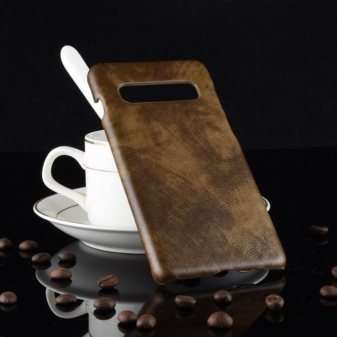 Samsung Galaxy S10 Plus Hülle - Hardcase mit Litchitextur - kaffeefarben