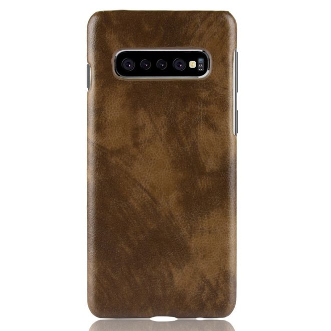 Samsung Galaxy S10 Plus Hülle - Hardcase mit Litchitextur - kaffeefarben