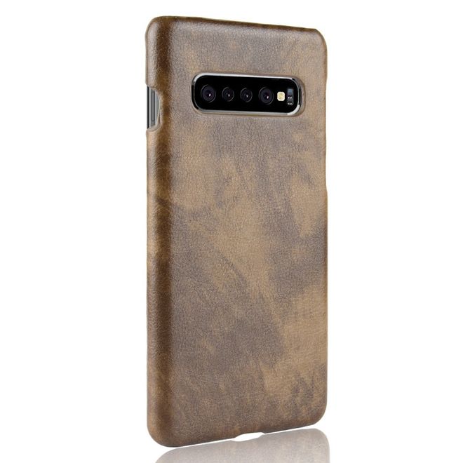 Samsung Galaxy S10 Plus Hülle - Hardcase mit Litchitextur - kaffeefarben