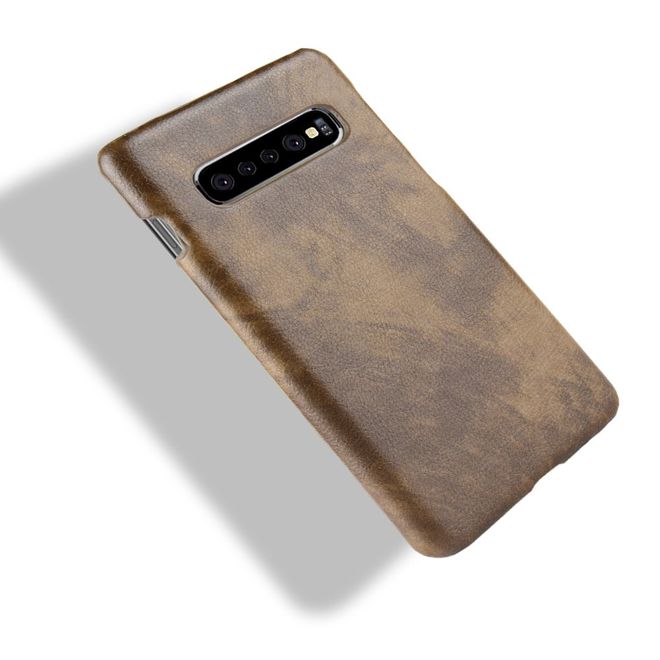 Samsung Galaxy S10 Plus Hülle - Hardcase mit Litchitextur - kaffeefarben