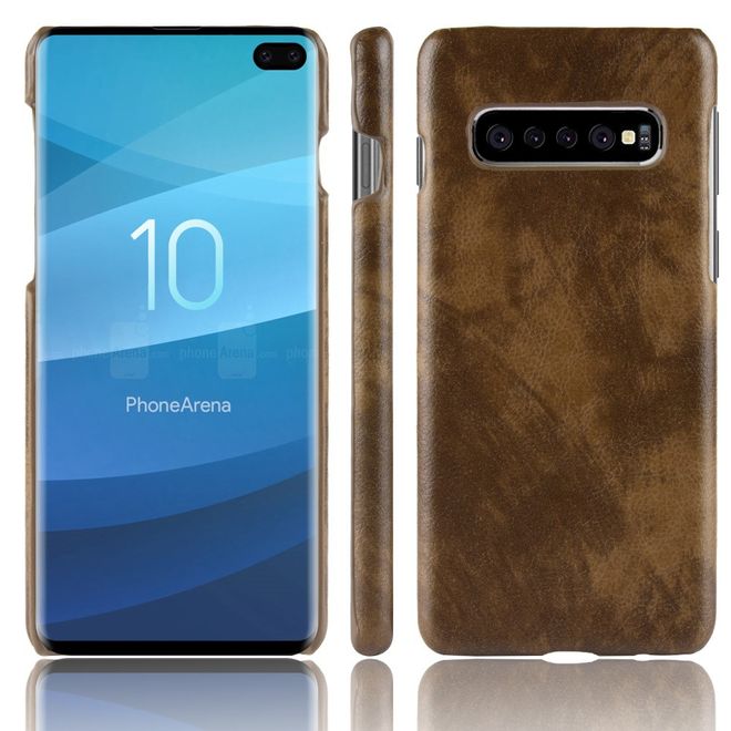 Samsung Galaxy S10 Plus Hülle - Hardcase mit Litchitextur - kaffeefarben