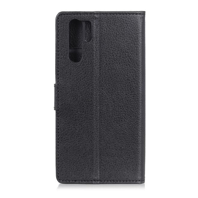 Huawei P30 Pro Handy Hülle - Litchi Leder Bookcover Series - schwarz