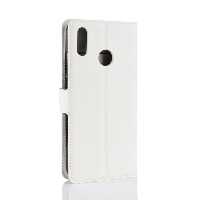 Huawei Honor 10 Lite/P Smart (2019) Handy Hülle - Litchi Leder Bookcover Series - weiss