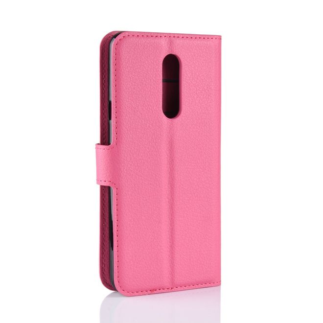 Étui pour LG G7 Fit - Collection Litchi Leather Bookcover - Rose