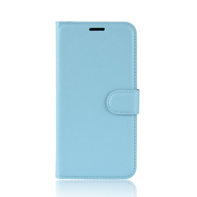 Étui pour LG G7 Fit - Collection Litchi Leather Bookcover - Bleu