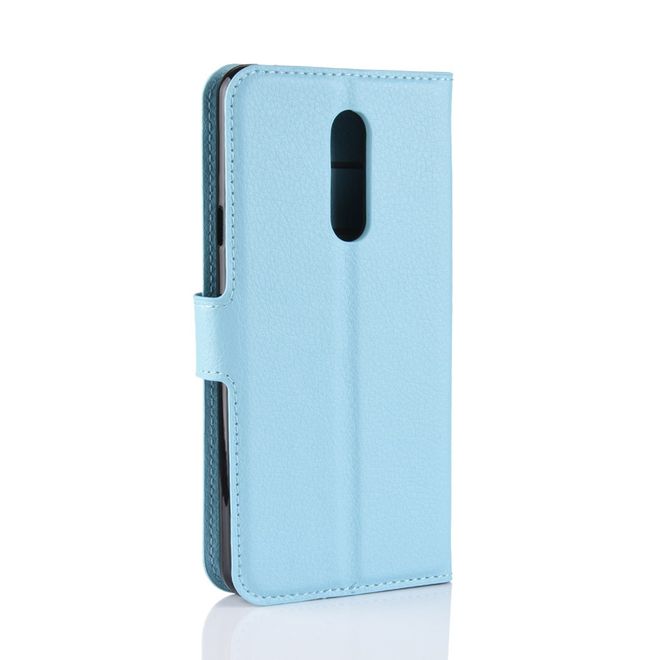 Étui pour LG G7 Fit - Collection Litchi Leather Bookcover - Bleu
