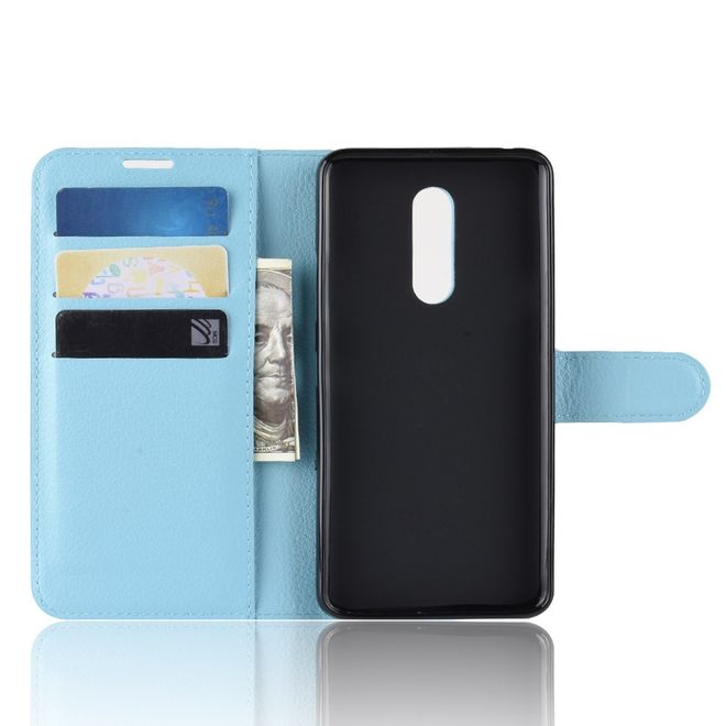 Étui pour LG G7 Fit - Collection Litchi Leather Bookcover - Bleu