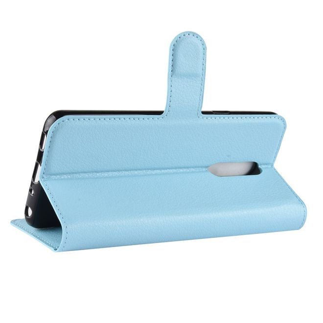 Étui pour LG G7 Fit - Collection Litchi Leather Bookcover - Bleu