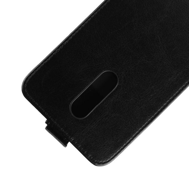 LG G7 Fit Handyhülle - Crazy Horse Leder Flipcase - vertikal - schwarz
