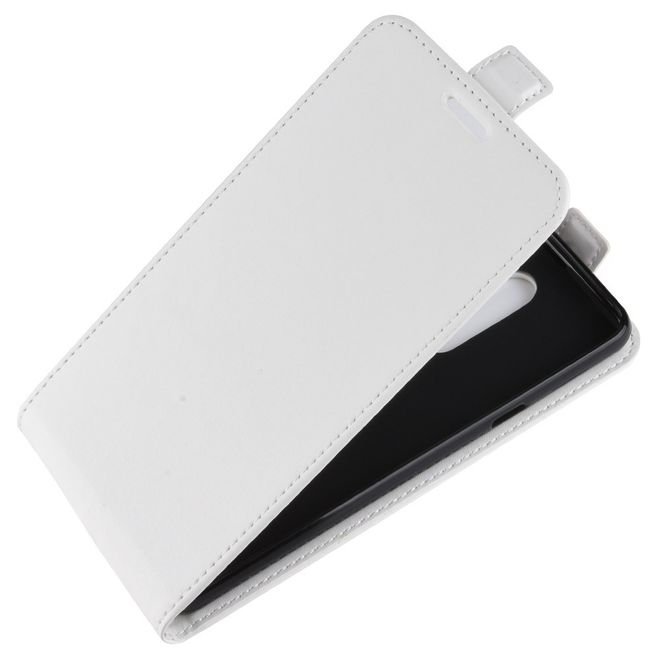 Étui pour LG G7 Fit - Étui à rabat en cuir Crazy Horse - Format vertical - Blanc