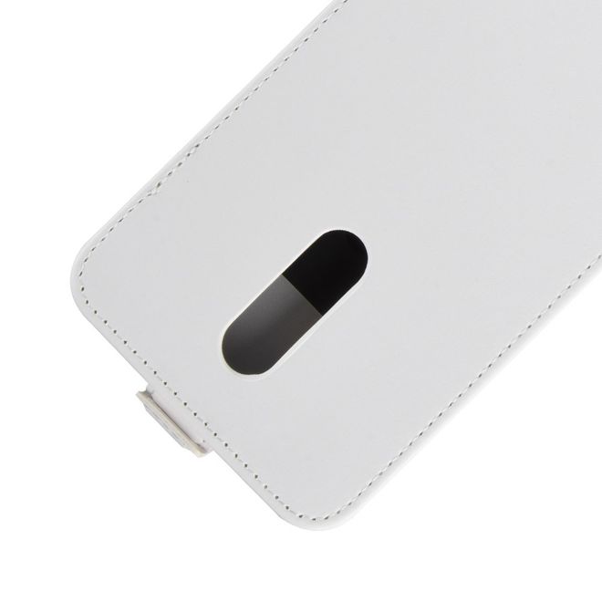 Étui pour LG G7 Fit - Étui à rabat en cuir Crazy Horse - Format vertical - Blanc