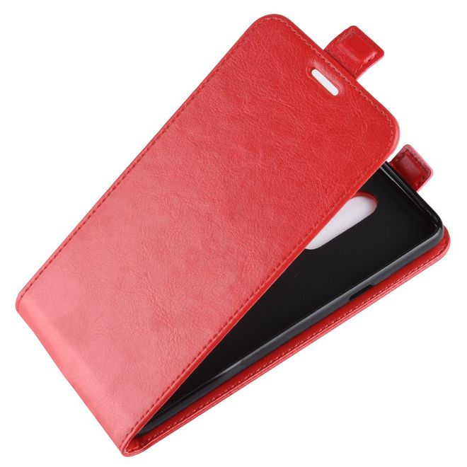 Étui pour LG G7 Fit - Étui à rabat en cuir Crazy Horse - Format vertical - Rouge