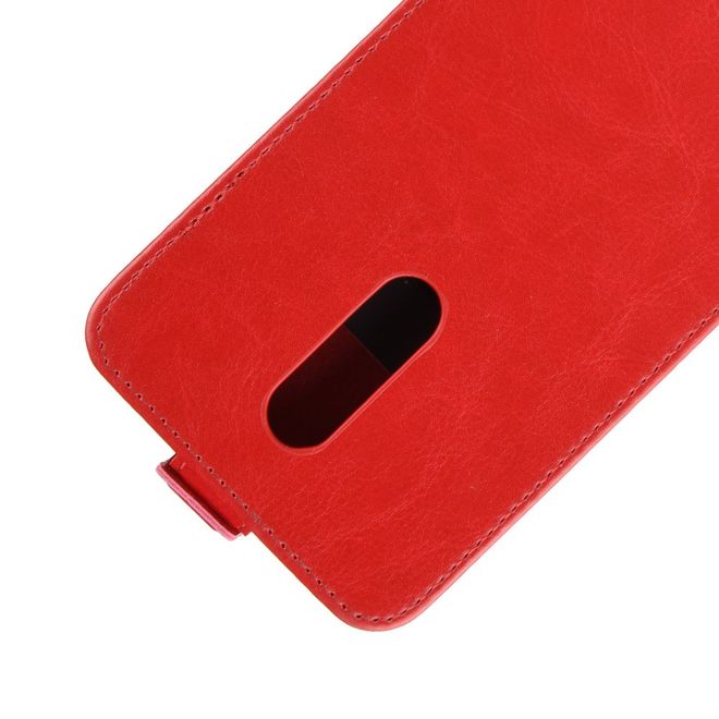 Étui pour LG G7 Fit - Étui à rabat en cuir Crazy Horse - Format vertical - Rouge