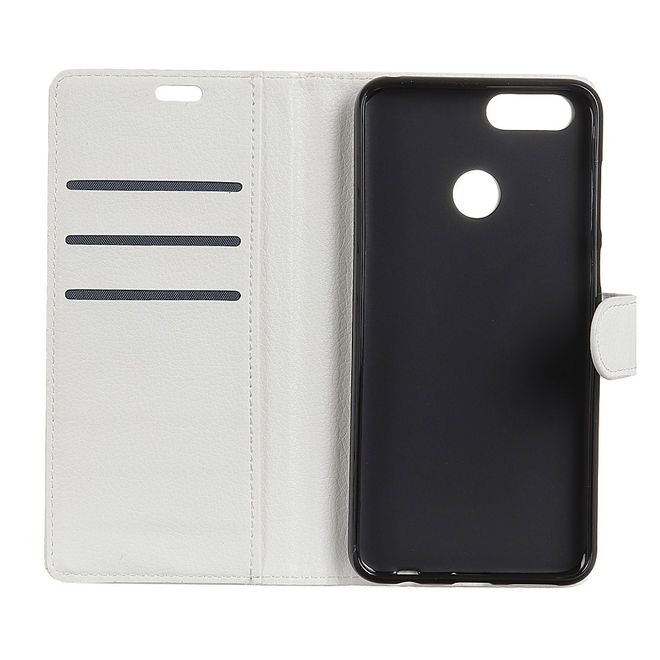 Huawei Honor View 20 Handy Hülle - Litchi Leder Bookcover Series - weiss