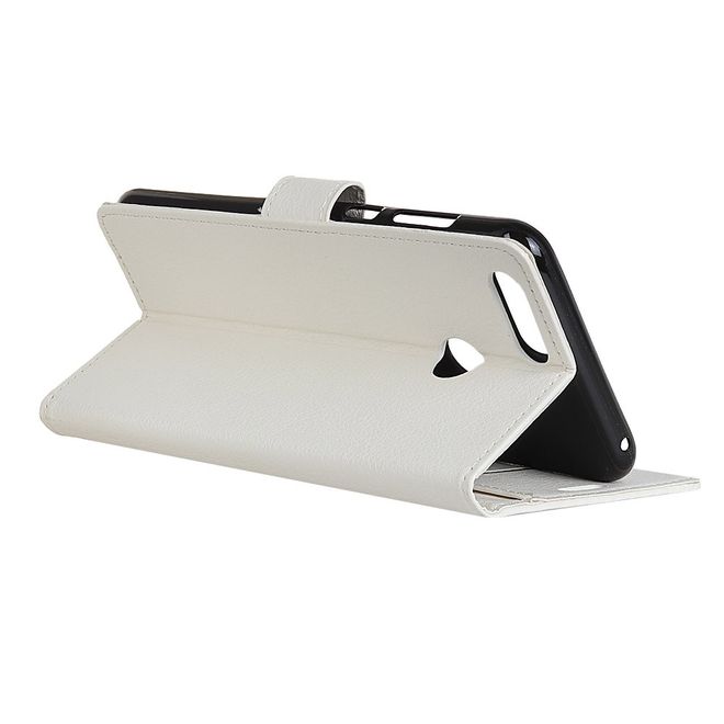 Huawei Honor View 20 Handy Hülle - Litchi Leder Bookcover Series - weiss