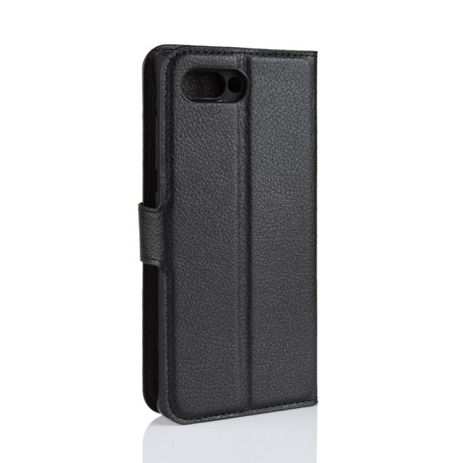 BlackBerry Key2 Handy Hülle - Litchi Leder Bookcover Series - schwarz